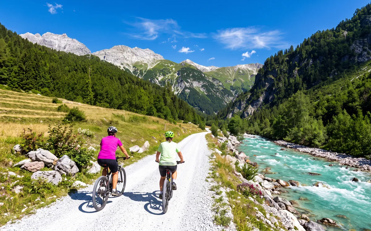 2 Radfahrer auf dem Inntalradweg
