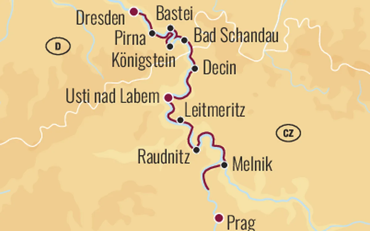 Radreise von Prag nach Dresden
